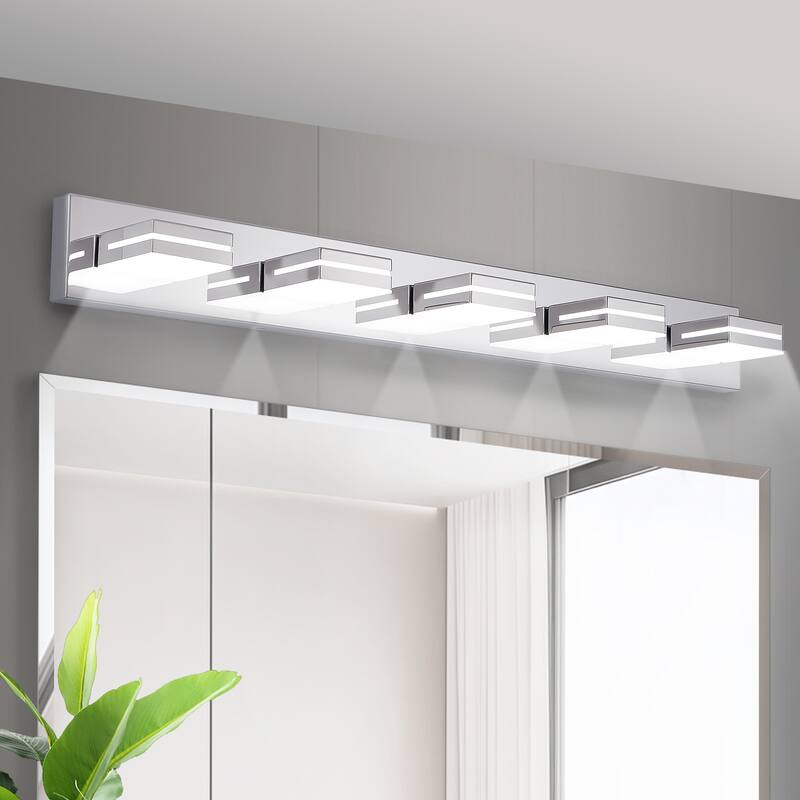 Modern LED Vanity Light, 5-Lights Wall Sconce for Bathroom and Mirror, Sleek Minimalist Design, Energy-Efficient