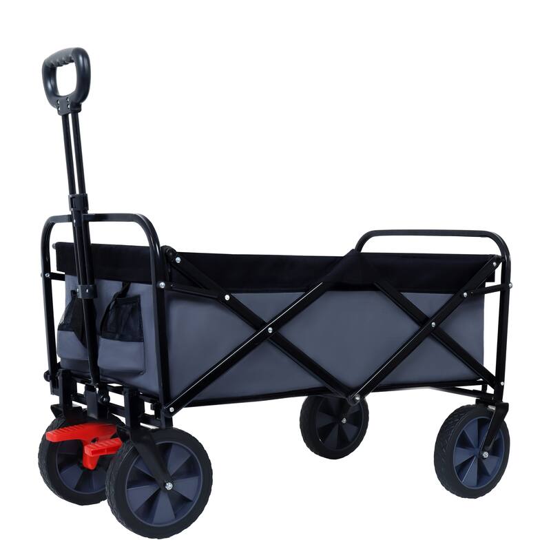 150L Collapsible Wagon Cart, 360lbs Capacity, Heavy Duty With Wheels for Outdoor, Grocery, Shopping - Black