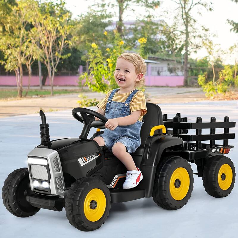 12V Rechargeable Battery Kids Ride-On Tractor with Trailer and Parental Remote Safety Belt - 53" x 20" x 20.5"