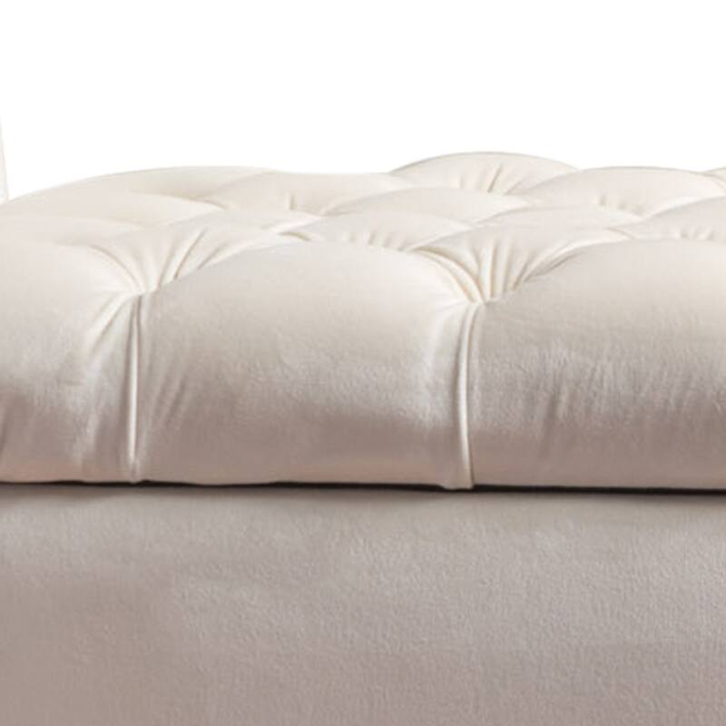 Roomfitters Upholstered Storage Bench with Tufted Design and Wooden Legs, Multi-functional End of Bed Bench