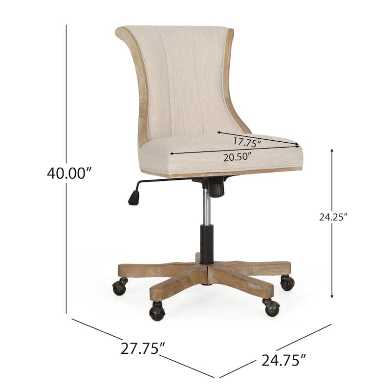 Coulee Upholstered Roll Back Swivel Office Chair by Christopher Knight Home - 24.75" L x 27.75" W x 35.50-40.00" H