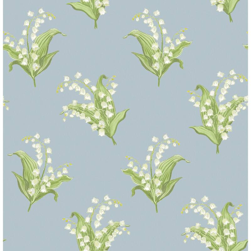 Erin Gates Farmington Blue Heather Lily of the Valley Wallpaper