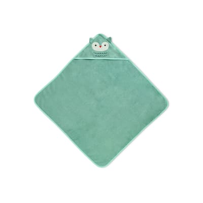 Baby/Infant Hooded Bath Towel - Super Soft and Absorbent- Newborn Essential - Light Teal Owl