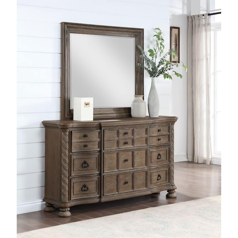 Emmett Traditional Wood 9-drawer Dresser Walnut