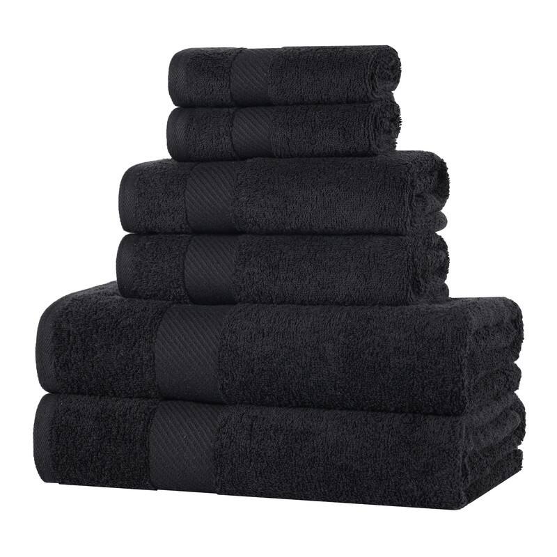 Superior Luxury Solid Highly Absorbent Egyptian Cotton 6 Piece Bath, Face, and Hand Towel Set
