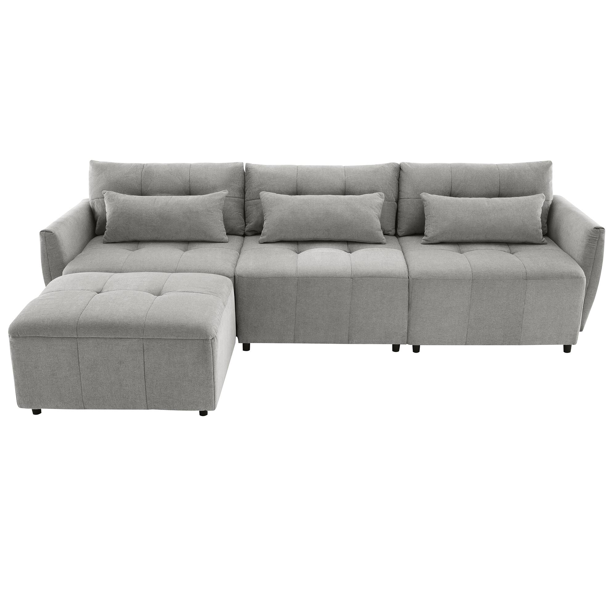 Chenille Sectional Sofa, LShaped Convertible Sectional Couch with 2