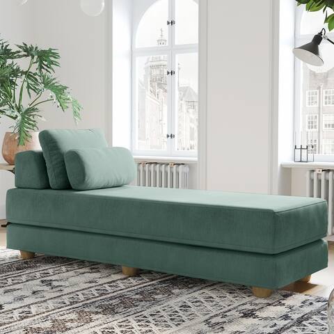 Jaxx Balshan Cushioned Micro-velvet Convertible Chaise Lounge Daybed
