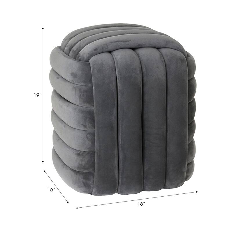 Modern Velvet Cube Knot Accent Stool with Layered Cushion Design