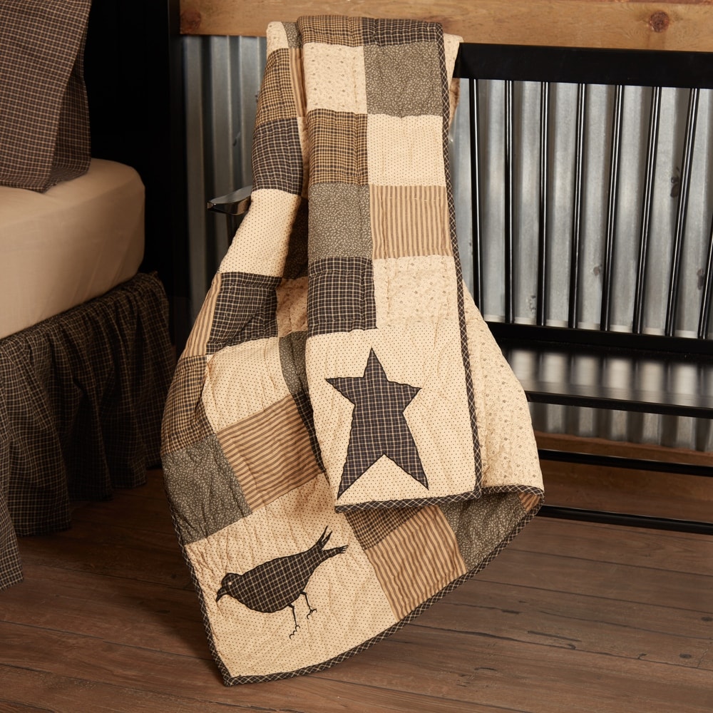 STRATTON STAR 50x60 QUILT THROW RUSTIC BROWN CABIN PRIMITIVE COUNTRY BLANKET 