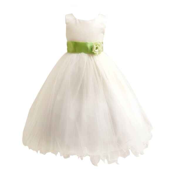 flower girl dresses with green sash