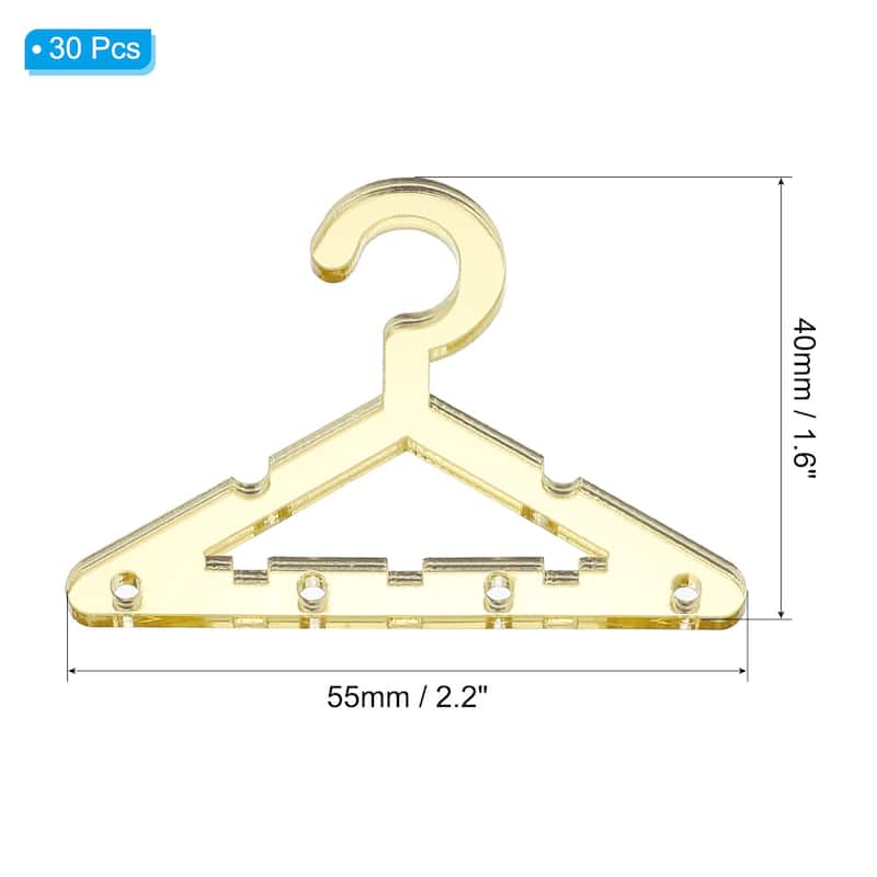 30pcs Clothes Hanger Earring Holder,Mini Acrylic Coat Hangers - Golden