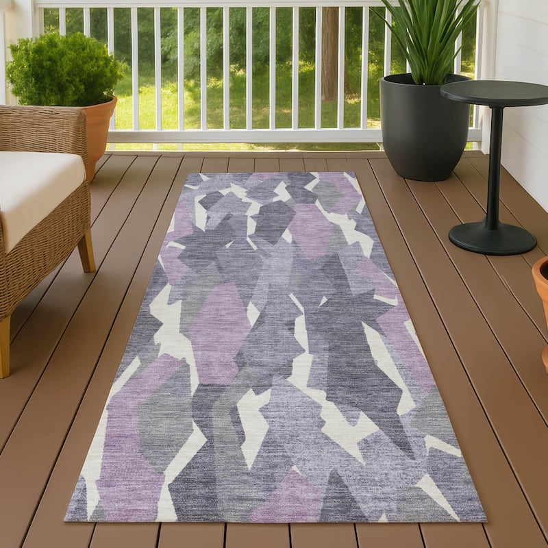 Machine Washable Indoor/ Outdoor Contemporary Dylan Chantille Rug - Purple - 2'3" x 7'6"