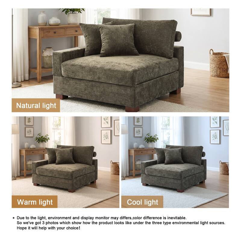 Chenille Upholstered Armless Accent Chair With Plush Cushion