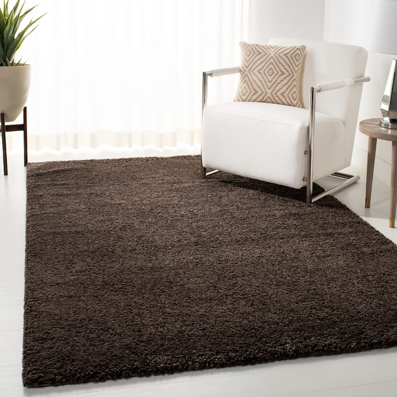 SAFAVIEH August Shag Solid 1.2-inch Thick Area Rug - 4' Square - Brown