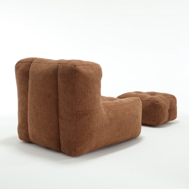 Fluffy bean bag chair with memory foam and ottoman