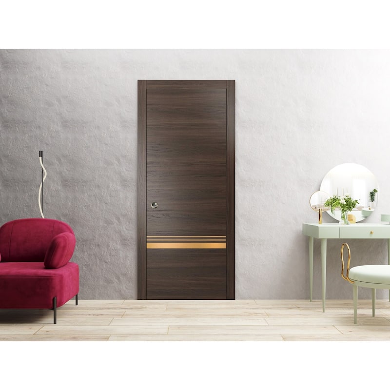 Slab Barn Door Panel 18x80 Planum 2010 Chocolate Ash with Sturdy Finished