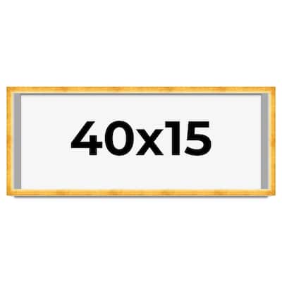 40x15 Shadow Box Frame Gold | 1.625 Inches Deep Real Wood Traditional