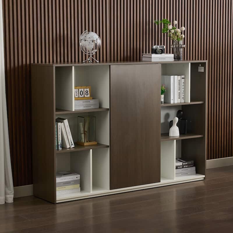 3 Shelf Modern Office Bookcase Versatile Bookshelf - Oak