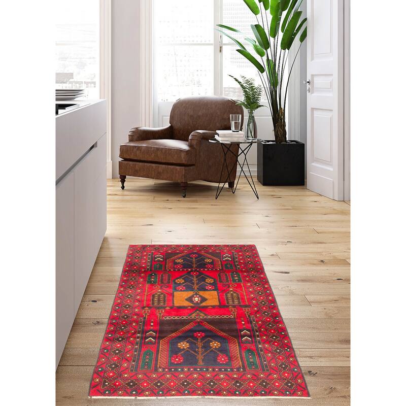 ECARPETGALLERY Hand-knotted Teimani Red Wool Rug - 3'7 x 6'7