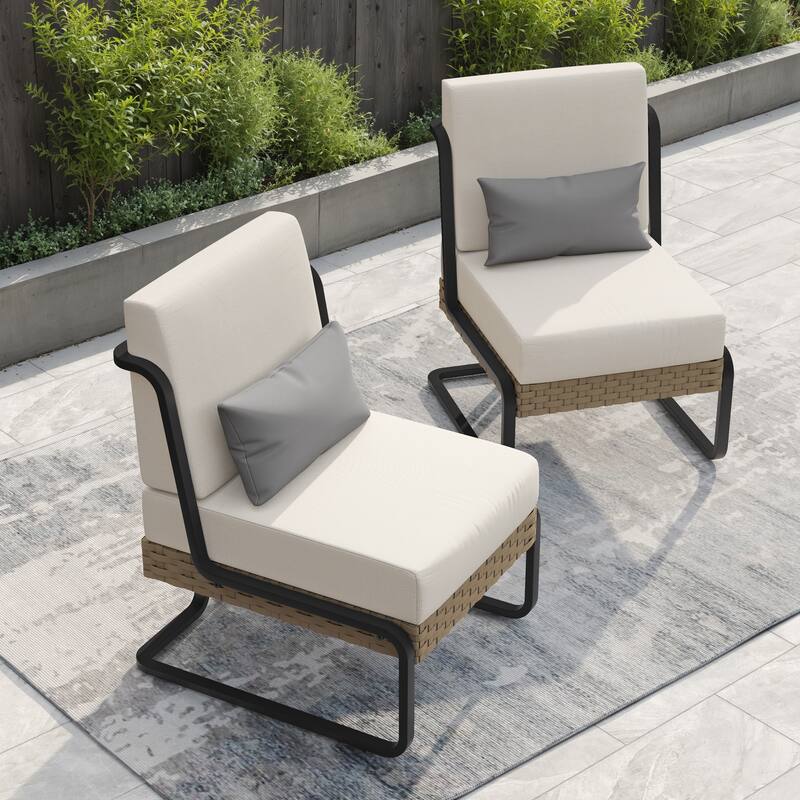Corvus Akrotiri Outdoor Wicker Club Chair Set (Set of 2) with Olefin Cushions
