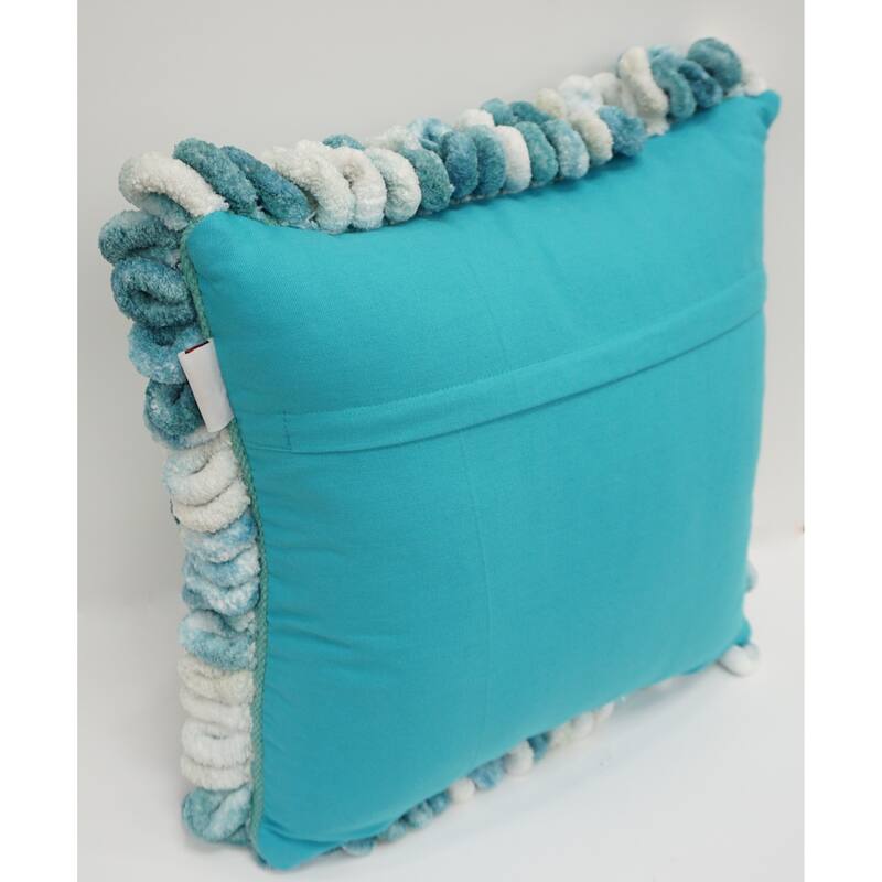Home&Manor Burford Blue Shaggy Loop Designer Throw Pillow