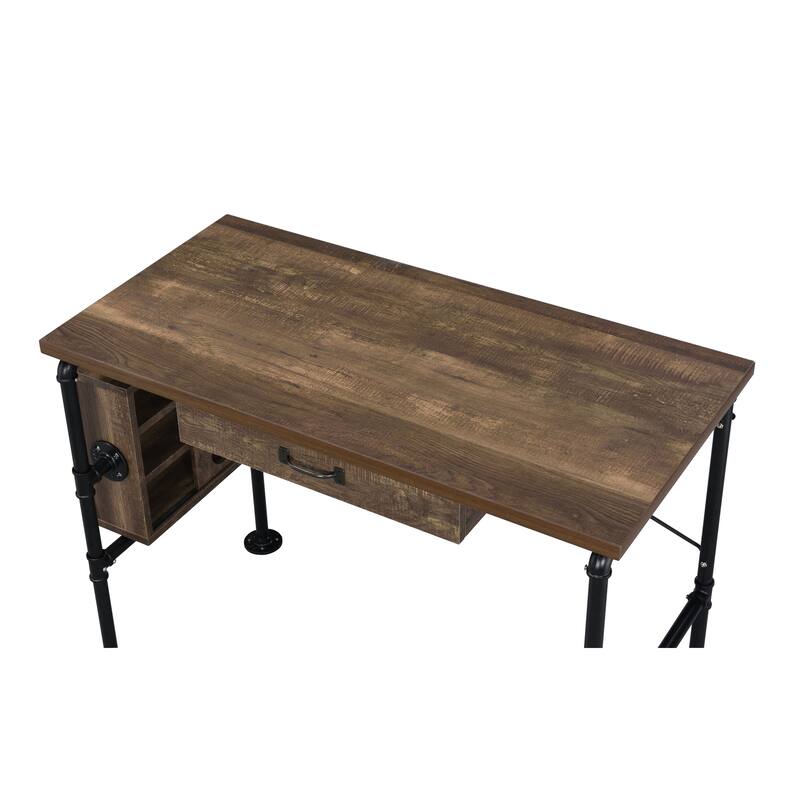 Versatile Weathered Oak Writing Desk with Efficient Storage Options