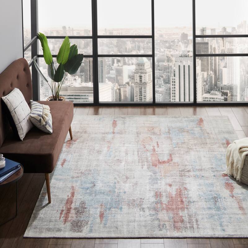 Handmade Abstract Area Rug - 2' X 3' - Ivory/Multi