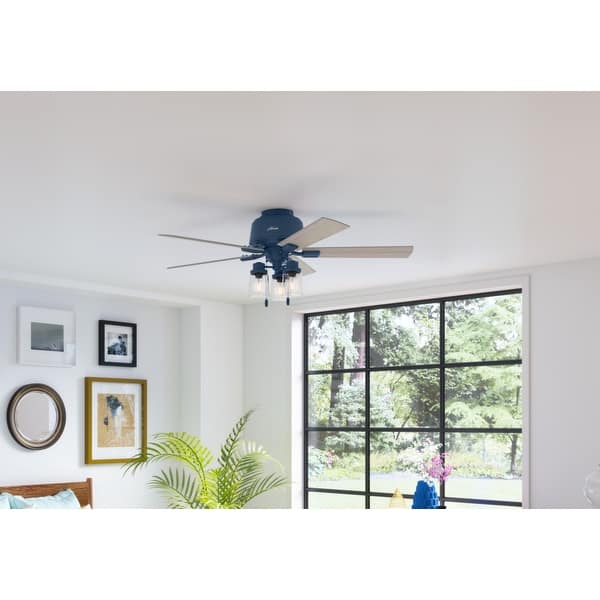 slide 2 of 34, Hunter 52" Hartland Low Profile Ceiling Fan with LED Light and Pull Chain - Farmhouse, Rustic Transitional