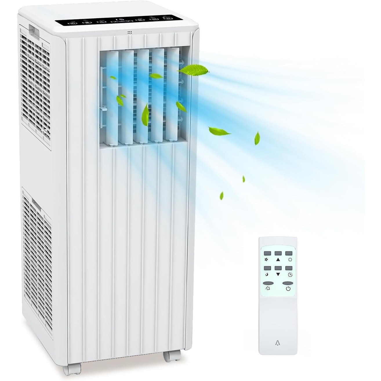 4-in-1 Portable AC, 8,000 BTU & Covers 350 Sq Ft, Grey Unit with Dehumidifier Fan Sleep Mode Remote for Bedroom