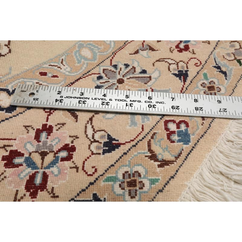 5x5 Round Hand Knotted Wool Ivory Nain Round Traditional 250 KPSI Rug - 5' x 5' -Round