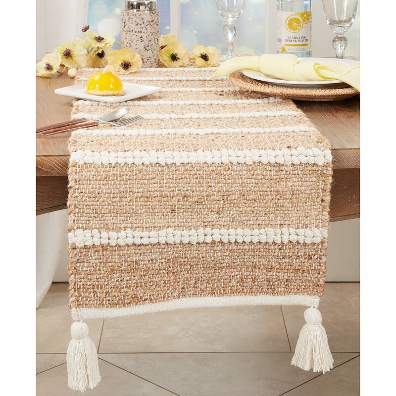 Earthy Charm Woven Stripe Table Runner