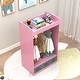 preview thumbnail 9 of 13, Costume RackOpen Hanging Armoire Closet with Mirror-PINK