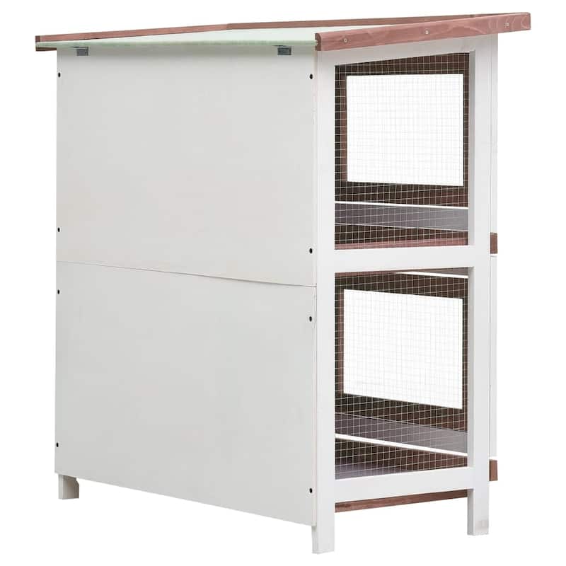 vidaXL Outdoor Rabbit Hutch 4 Doors Brown Wood - 35.4"x17.7"x35.4"