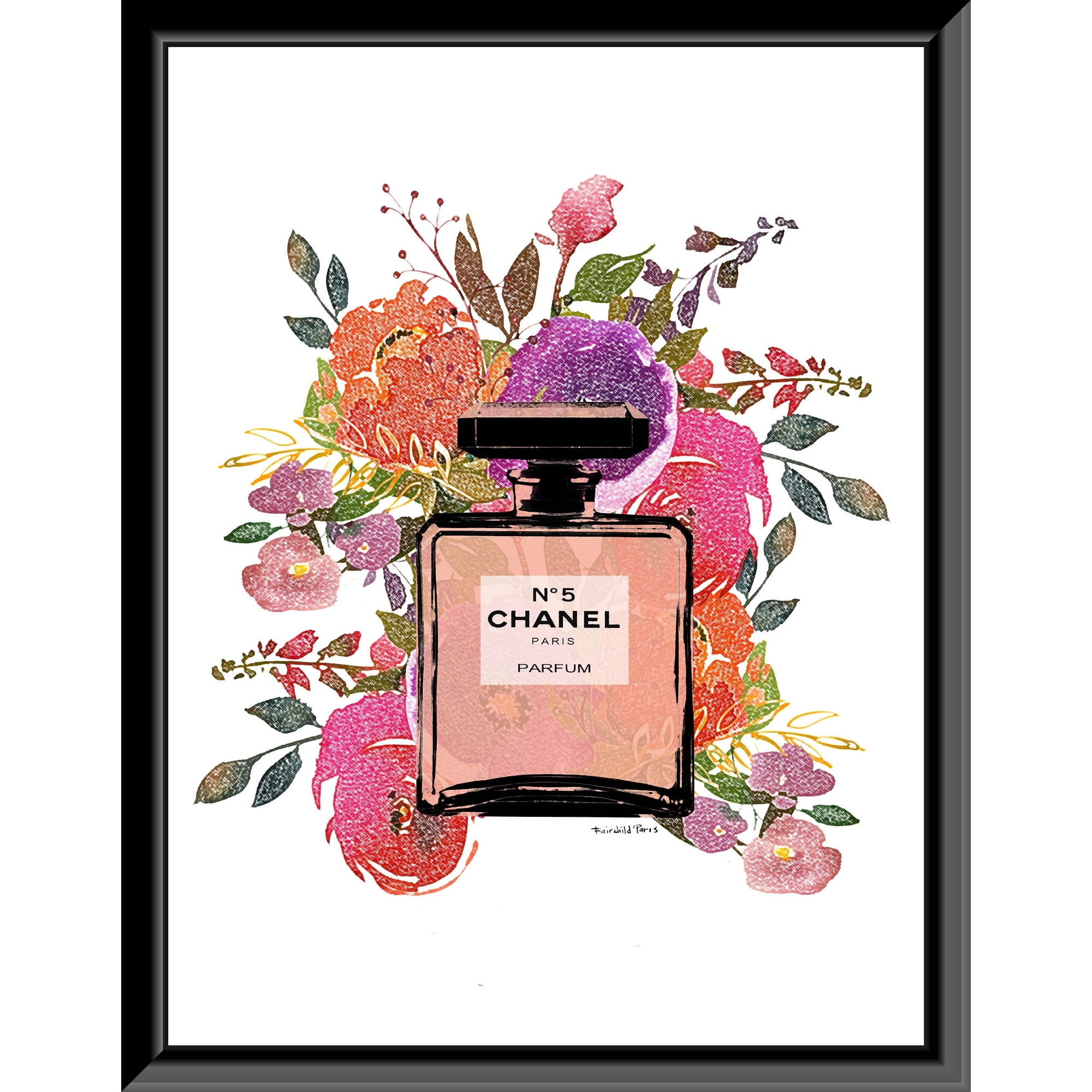 Fashion Floral Glam Perfume Bottle - Framed Print - Multi-Color - Bed Bath  & Beyond - 32629991