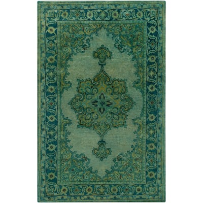 Hand-Tufted Linhope Medallion Wool Area Rug