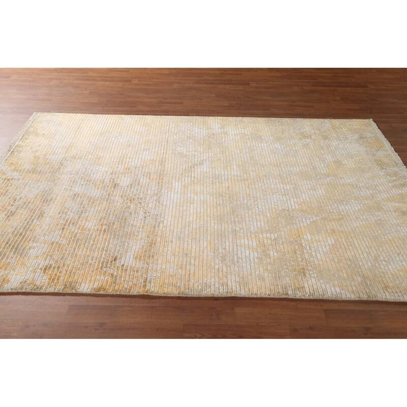 Striped Abstract Oriental Area Rug Hand-Knotted Wool Carpet - 5'6" x 7'9"