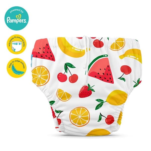 slide 2 of 10, Baby Girl Reusable Swim Diaper Drawstring Banana Fiesta - large