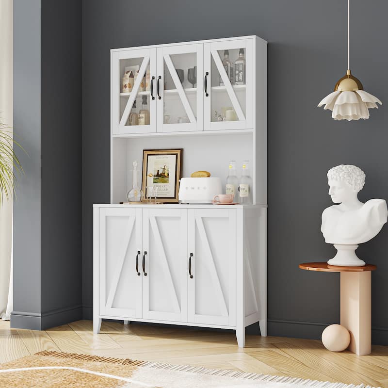 Large Kitchen Pantry Storage with Glass Doors Bed Bath