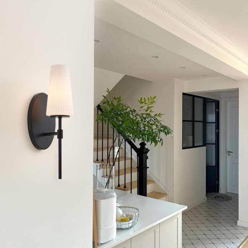 KAWOTI 16" 1- Light Wall Sconce with Opal Glass Shade
