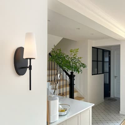 KAWOTI 16" 1- Light Wall Sconce with Opal Glass Shade