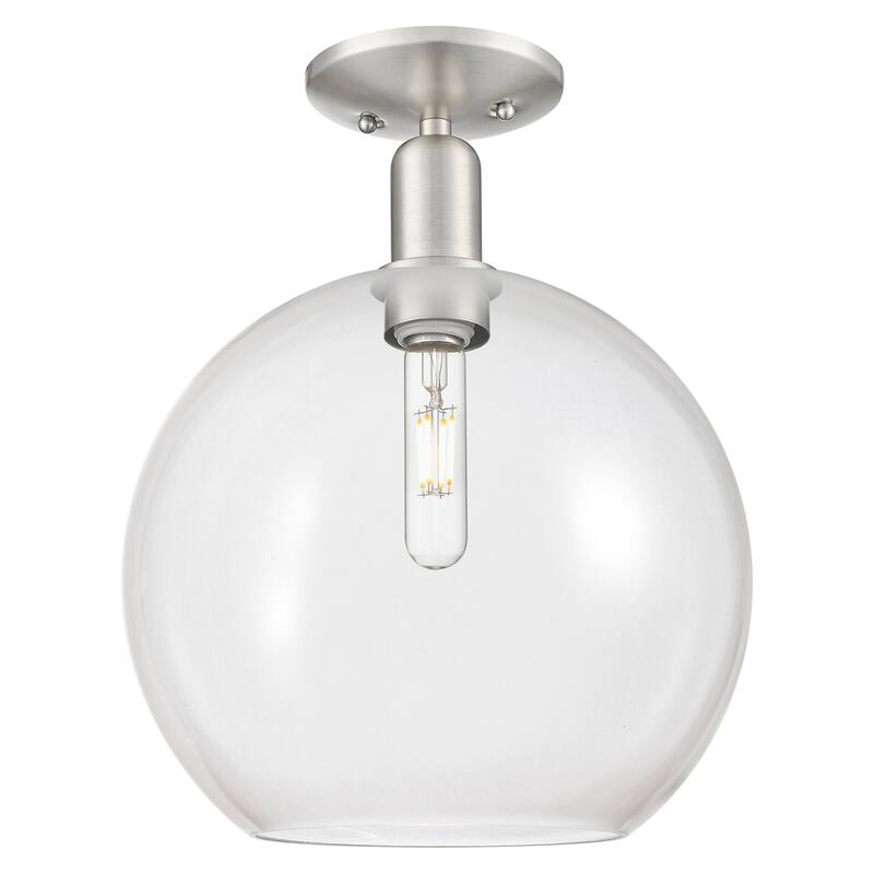 Innovations Lighting 716-1C-16-12 Athens Semi-Flush Athens 12" Wide - Brushed Satin Nickel / Clear