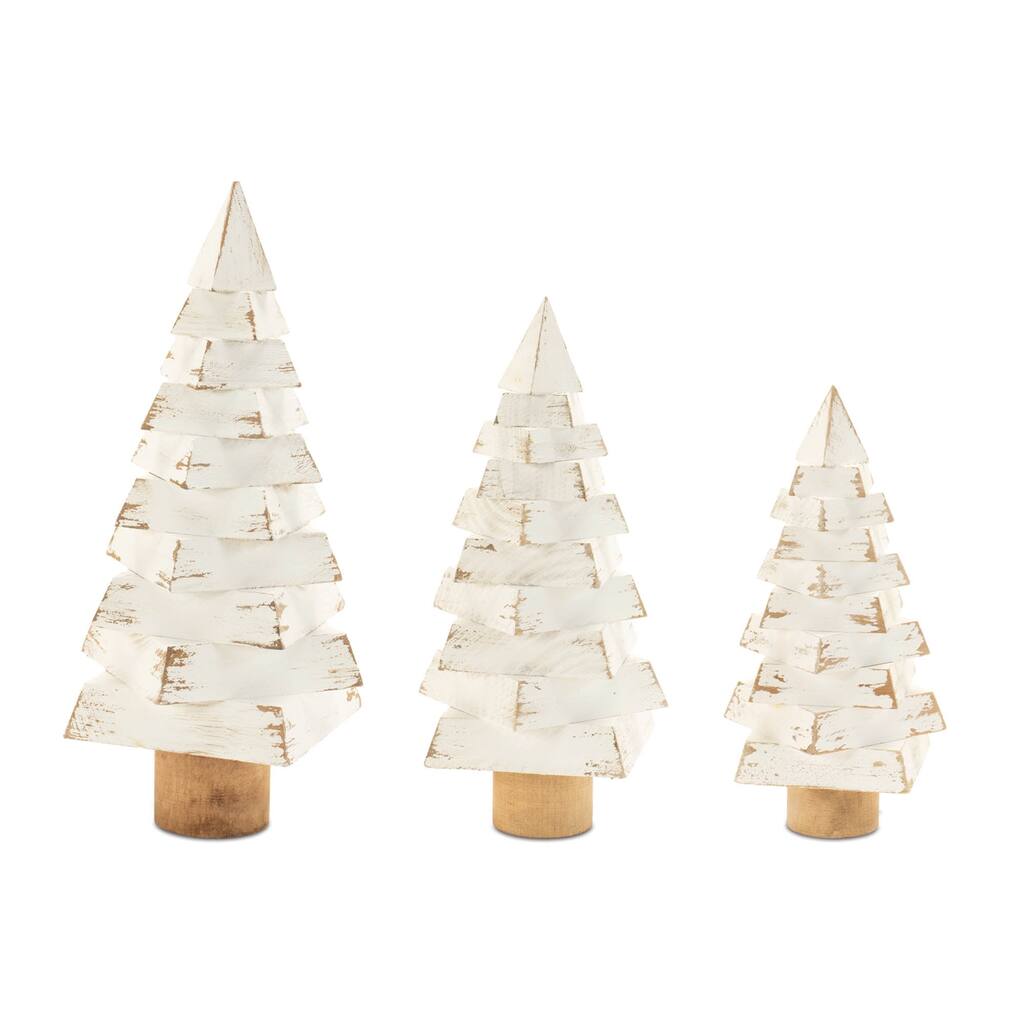 Modern Wood Pine Tree (Set of 3) - N/A