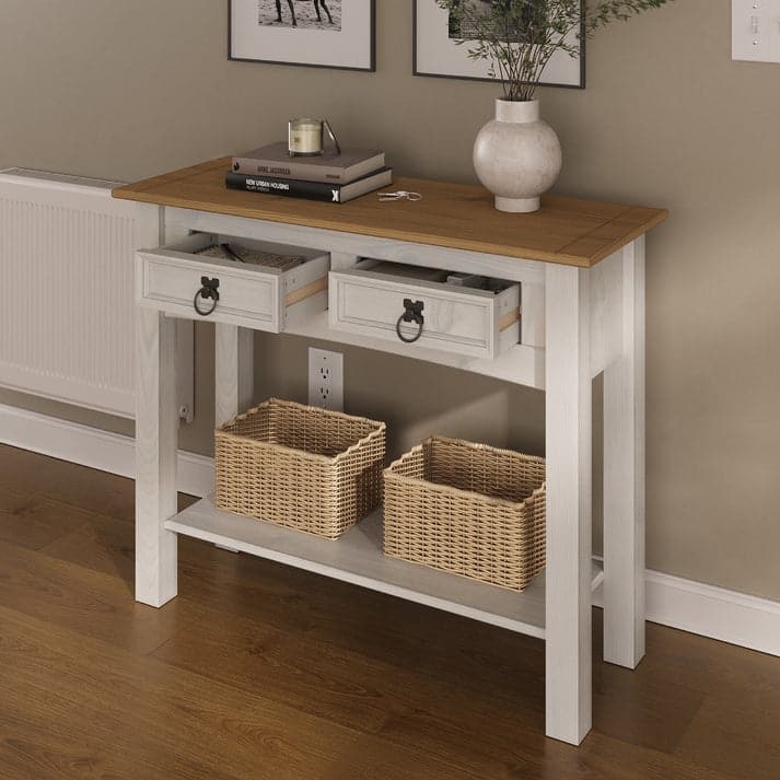Wood Hall Table Console 2 Drawers Corona | Furniture Dash - N/A