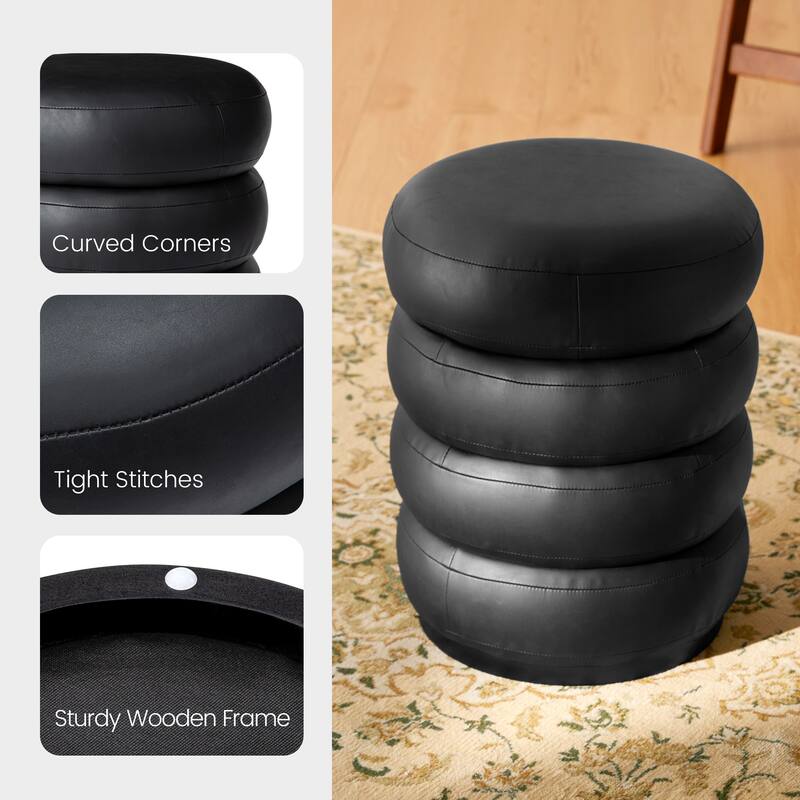 Glitzhome 19.5"H Leather Upholstered Storage Ottoman or Accent Stool