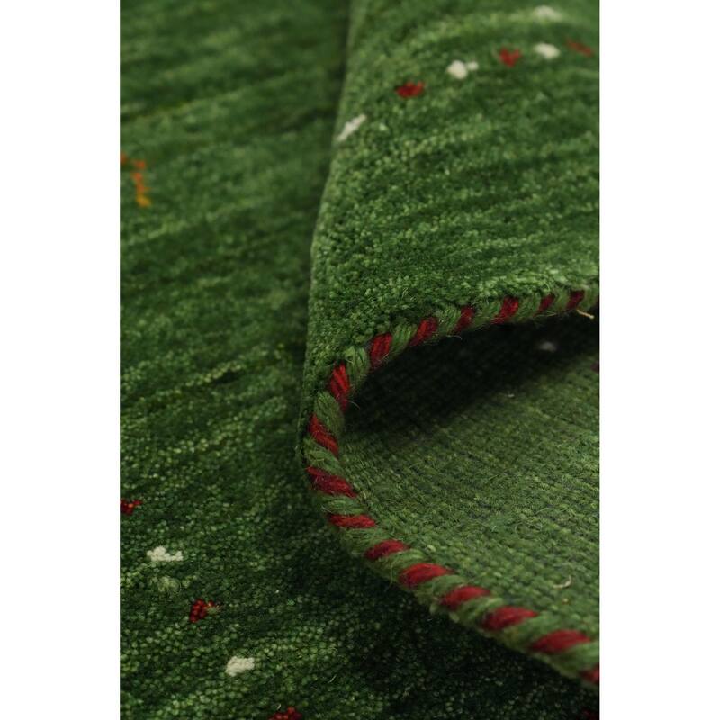 Hand Knotted Oriental 100% Wool Carpet Tribal Animal Pictorial Green Gabbeh Area Rug - 4' 0'' X 2' 2''