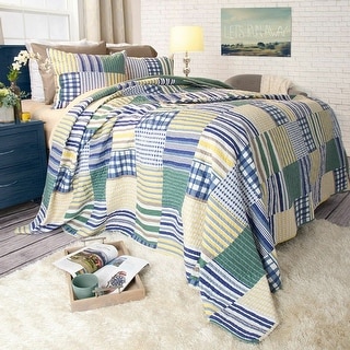 Striped Squared Quilted Blanket Colorful Bedspread Twin On Sale