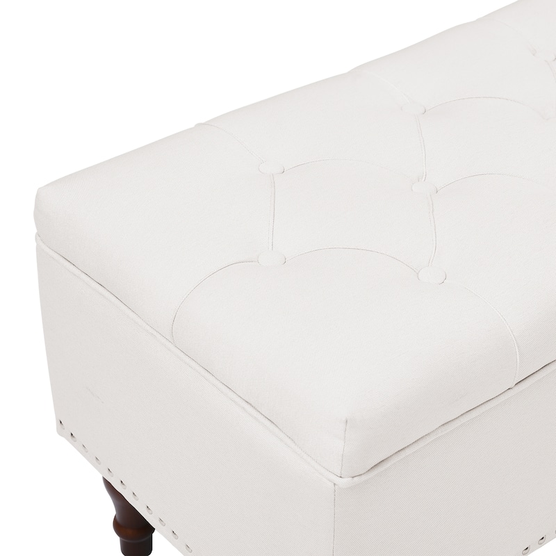 Tufted Storage Bench, Upholstered Ottoman with Storage for Bedroom - 50.8" W X 17.1" D X 18.3" H
