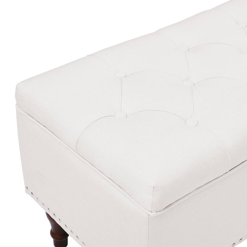 Tufted Upholstered Storage Bench Ottoman with Hidden Storage for Bedroom, or Living Room
