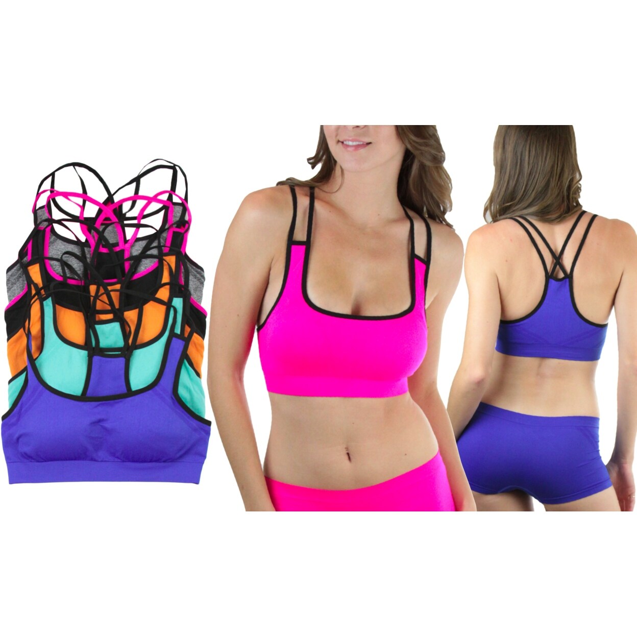 strappy padded sports bra