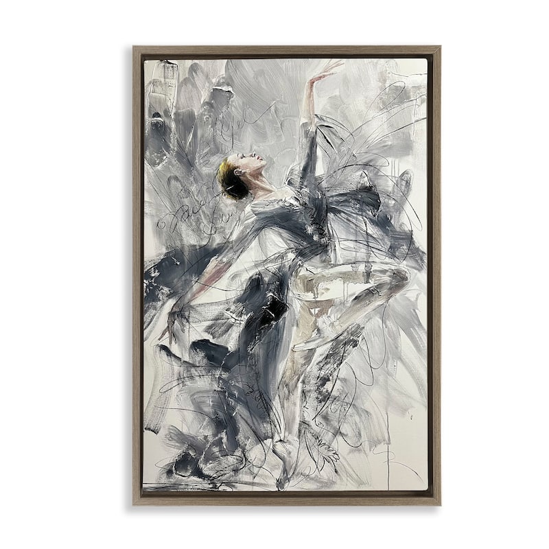 Stupell Elegant Pose Dancer Framed Floater Canvas Wall Art Design By Lucille Lee - 17 x 25 - Brown